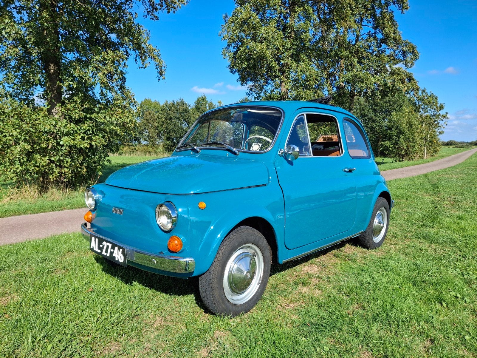 Fiat 500 0.5 L 1970 Blauw met het ronde klokje meteen rijden, Achterwielaandrijving, 514 kg, Bruin, Particulier