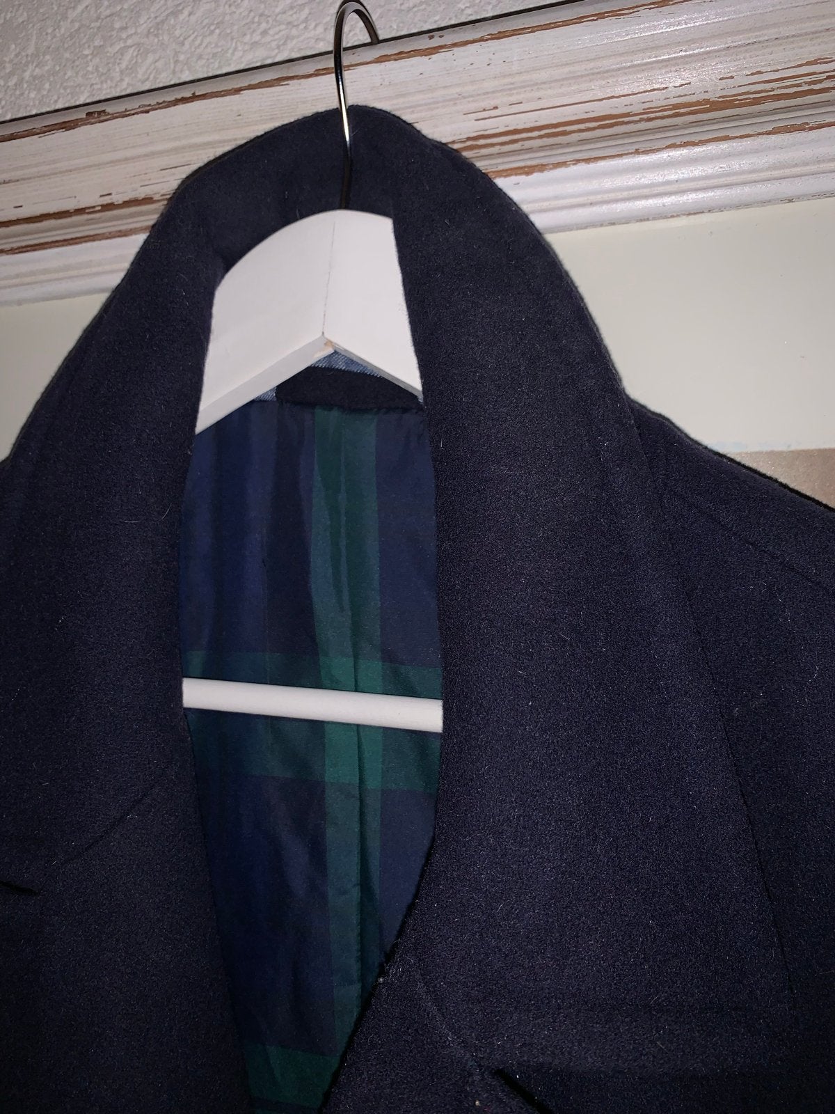 GANT Wollen Peacoat - Donkerblauw met Ruitvoering (2XL), Ophalen of Verzenden, Zo goed als nieuw, Overige maten, Blauw