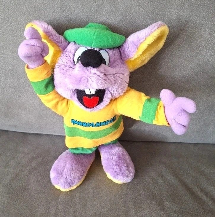 Maaslander muis knuffel mascotte 30 cm vintage, Paars, Overige merken, Overige karakters, Overige typen
