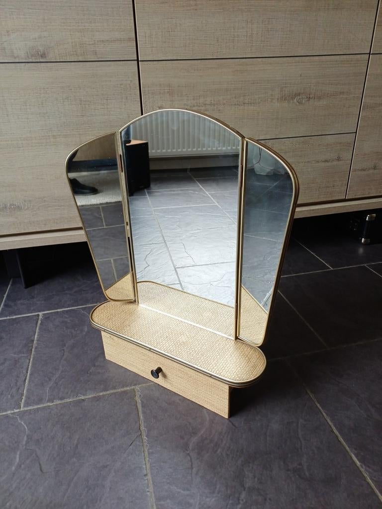 Vintage make-up spiegel met lade, voor kinderen, Antiek en Kunst, Curiosa en Brocante, Ophalen of Verzenden