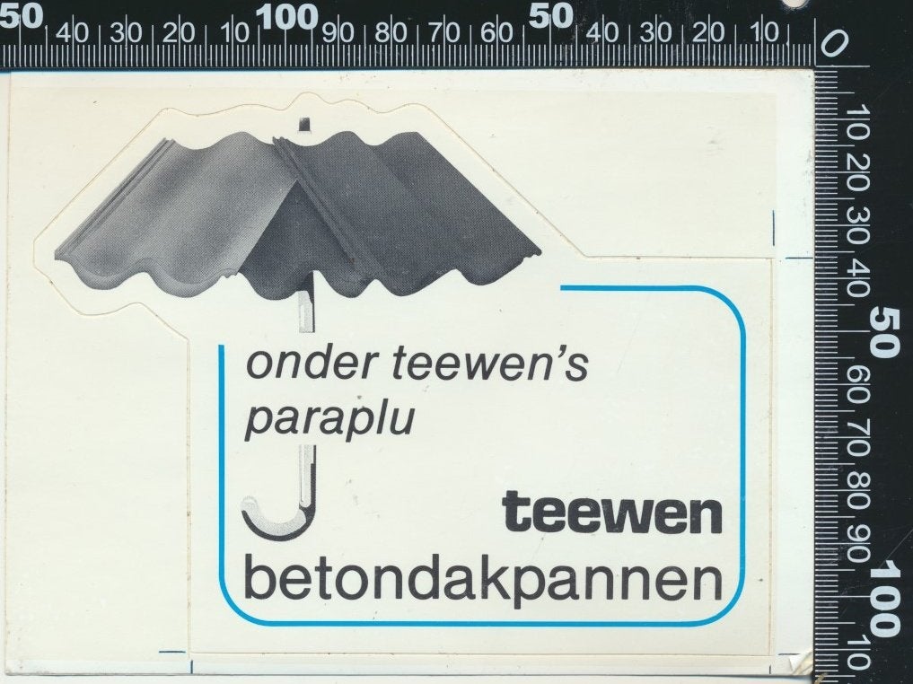 Sticker: Teeuwen Betondakpannen, Verzenden, Zo goed als nieuw, Bedrijf of Vereniging