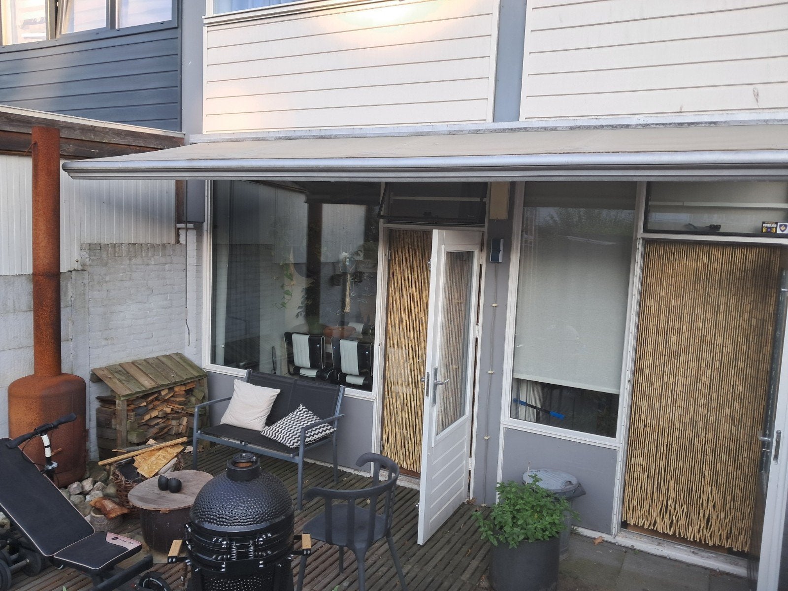 Luifel van 5 meter - enkele stukken naad lijmen, Tuin en Terras, Zonneschermen, Ophalen, Gebruikt, Knikarmscherm