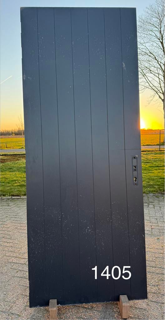 Garagedeur buitendeur hout meerpuntssluiting 54 mm., Doe-het-zelf en Verbouw, Deuren en Horren, Gebruikt, 80 tot 100 cm, 215 cm of meer