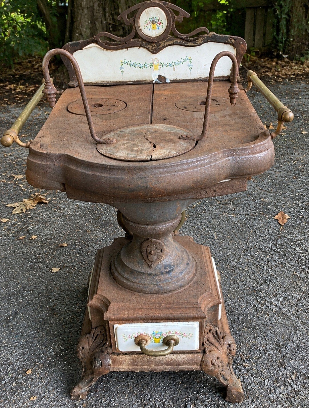 Antieke DEMS No. 1 gietijzeren kachel – emaille details –, Ophalen