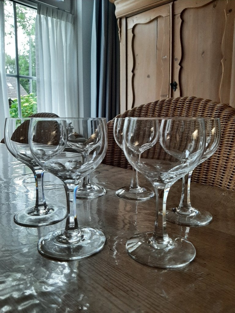 6  ANTIEKE - WIJNGLAZEN - KRISTAL, Overige merken, Klassiek, Ophalen of Verzenden, Zo goed als nieuw