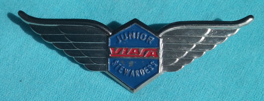 1960s JUNIOR VIASA STEWARDESS LUCHTVAART SPELDJE VENEZUELA, Verzamelen, Verzenden, Gebruikt, Patch, Badge of Embleem