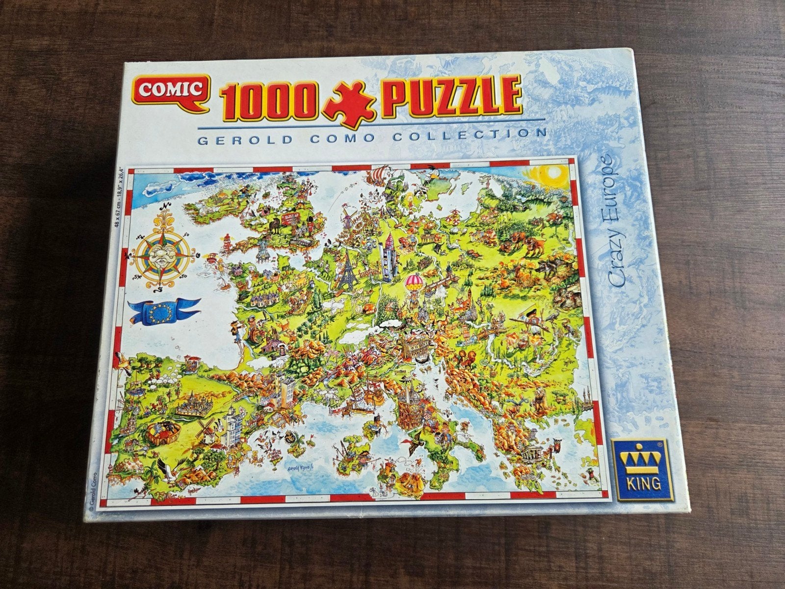 King Comic 1000 Puzzel - Crazy Europe, Ophalen of Verzenden, 500 t/m 1500 stukjes, Gebruikt, Legpuzzel
