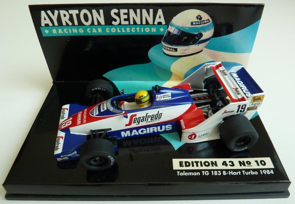 1984 - Toleman TG183B Hart - Ayrton Senna (ASC#10), Ophalen of Verzenden, Zo goed als nieuw, Auto, MiniChamps