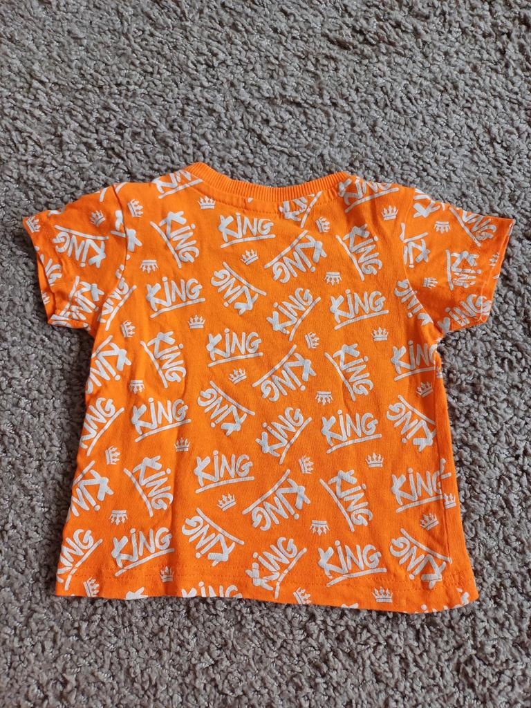 Koningsdag/ WK oranje t- shirt met witte letters maat 74, Ophalen of Verzenden, Zo goed als nieuw, Jongetje of Meisje, Shirtje of Longsleeve
