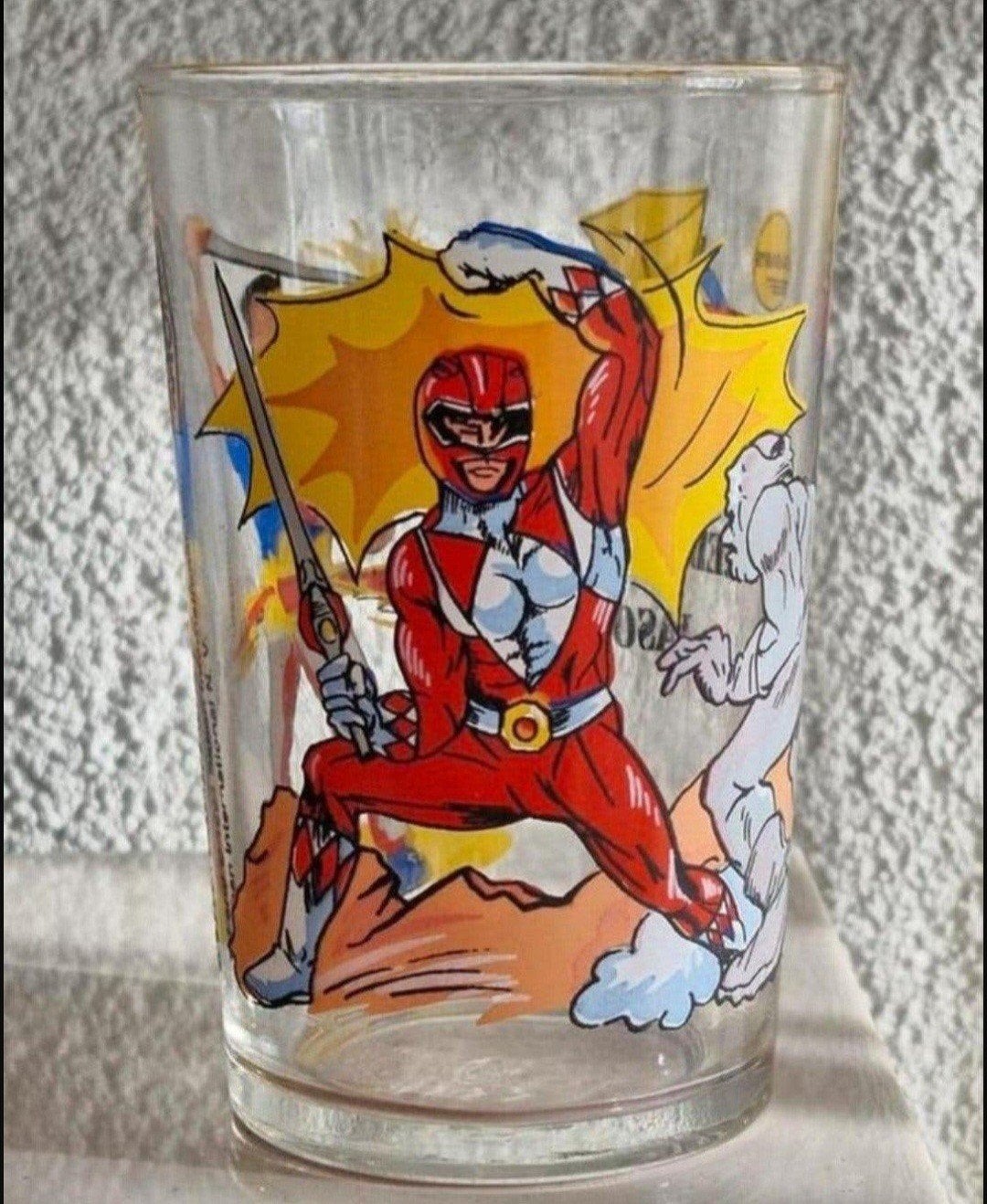 Vintage Power Rangers drinkglas - Red Ranger Jason, Verzamelen, Ophalen of Verzenden, Zo goed als nieuw