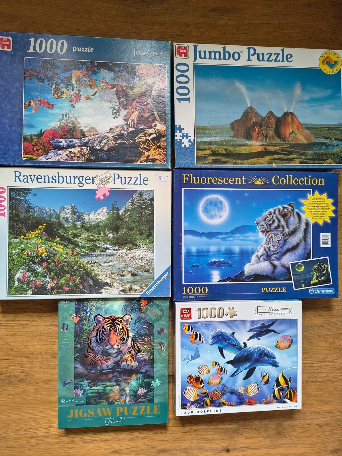 Grote collectie van 6 diverse legpuzzels (1000 stukjes), Ophalen, 500 t/m 1500 stukjes, Gebruikt, Legpuzzel