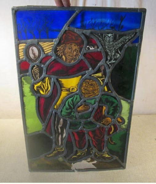 Oud Glas in Lood - Tijl en Lamme Goedzak - 55x35, Antiek en Kunst, Ophalen of Verzenden