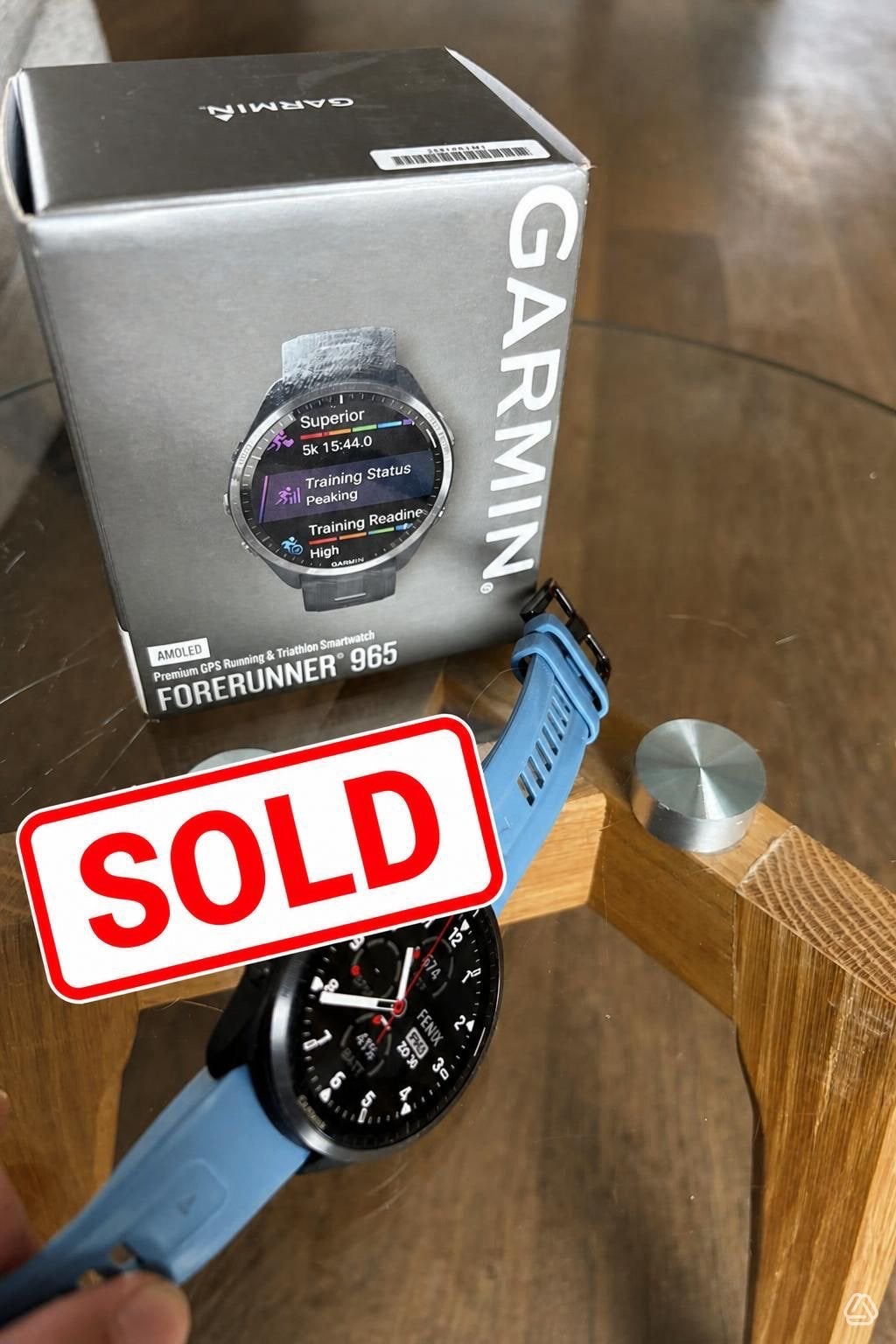 Garmin 965 Pro Smartwatch - Zo goed als nieuw, Blauw, Hartslag, IOS, Ophalen of Verzenden