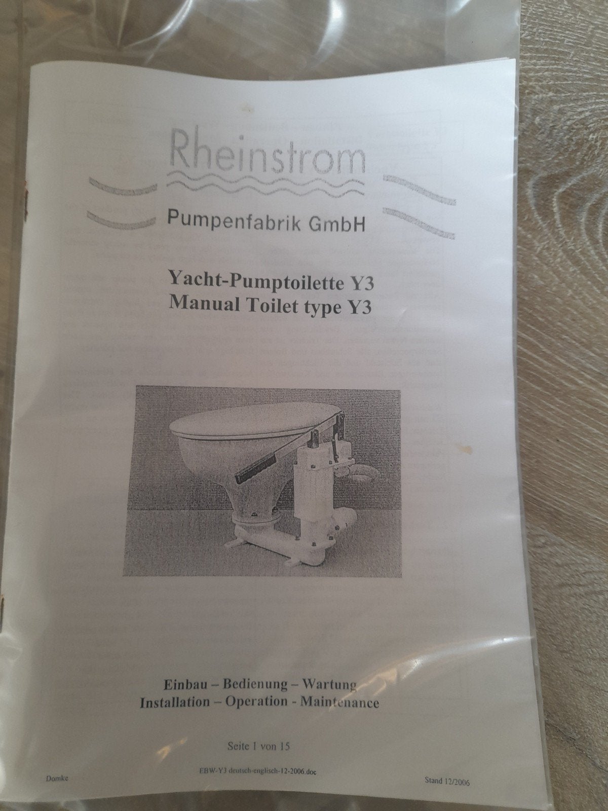 Rheinstrom Yacht-Pumptoilet Y3 - Nieuw in doos, Watersport en Boten, Ophalen