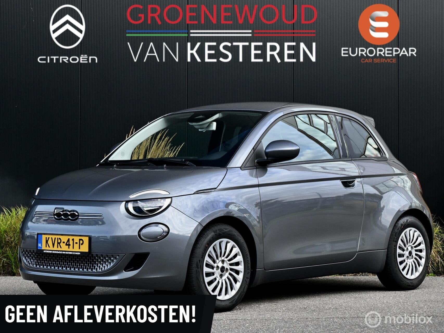 Fiat 500 Action 24 kWh I Airco I, 12 maanden, Stof, Zwart, 95 pk
