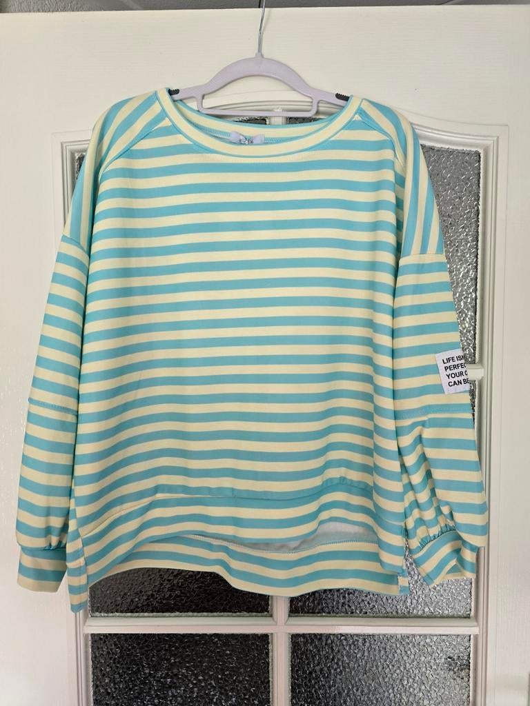 Nieuw trui streep blauw geel life isnt perfect 40 42 44, Ophalen of Verzenden, Nieuw, Maat 42/44 (L), Geel