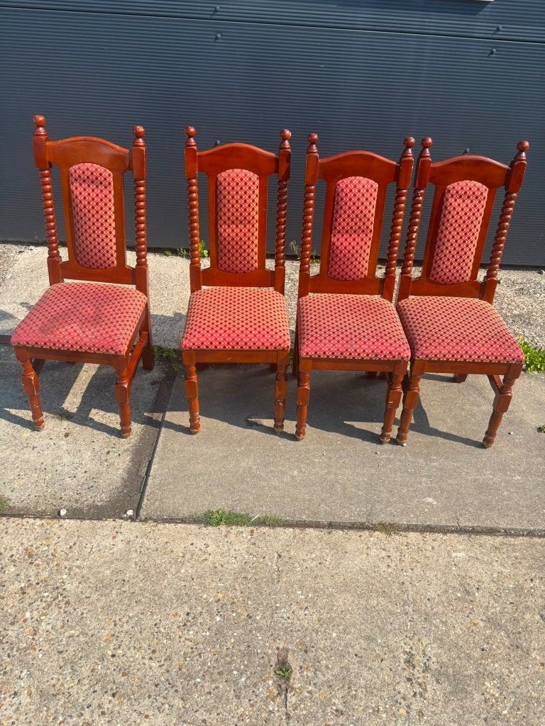 30 houten eetkamerstoelen + 3 tafels – los of als set, Ophalen, Gebruikt, Stof, Vijf, Zes of meer stoelen