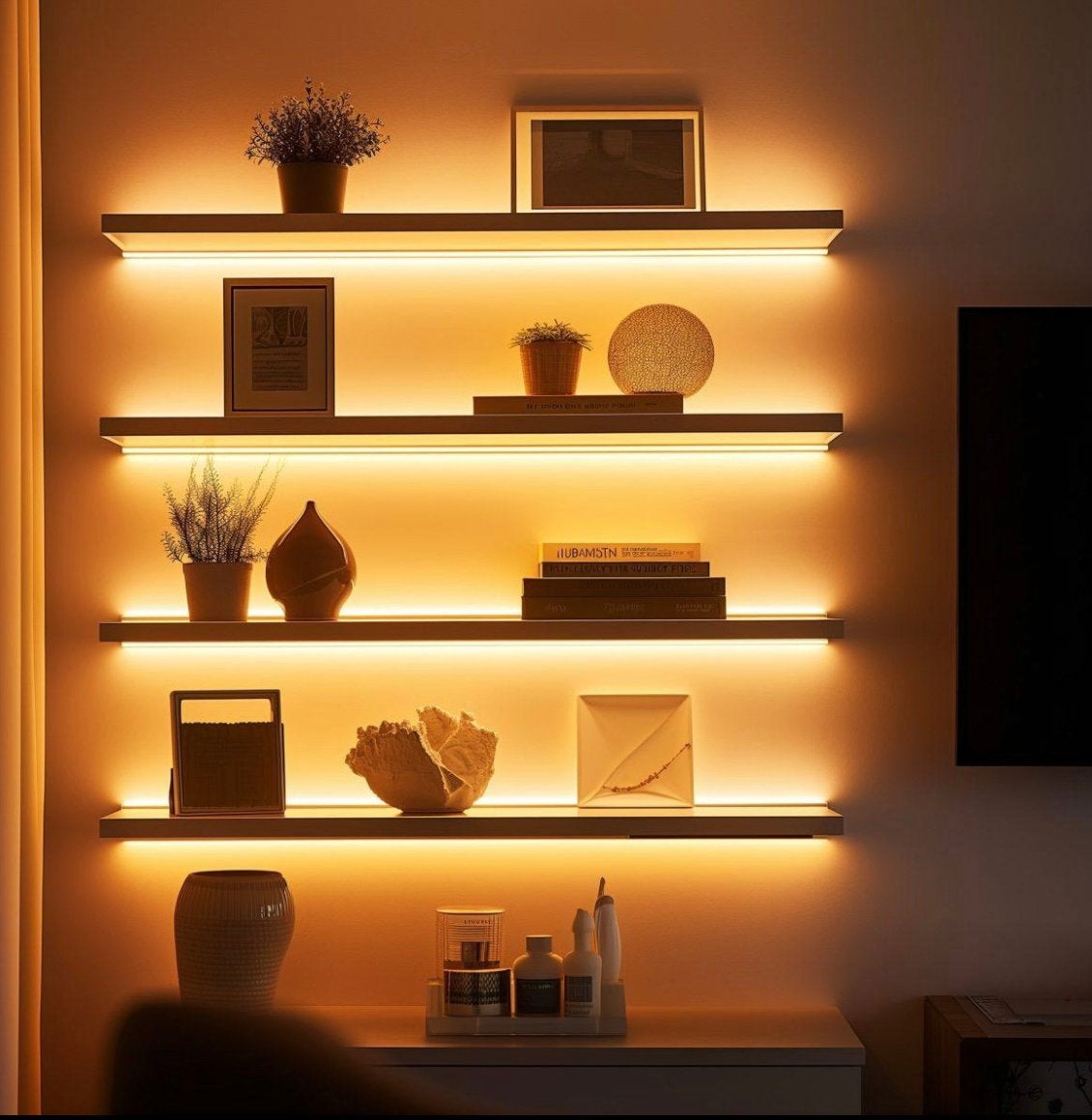 RUSTIEK Massief eiken wandplank - verlichting - boomstam, Ophalen of Verzenden, Nieuw
