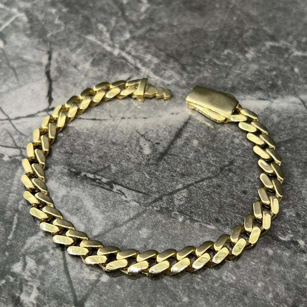 14 karaat gouden armband cuban schakel, Ophalen of Verzenden, Zo goed als nieuw, Goud