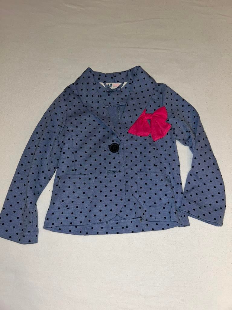 Leuk H&M jasje met stippen en strik, maat 104, Ophalen of Verzenden, Zo goed als nieuw, Meisje, Jas