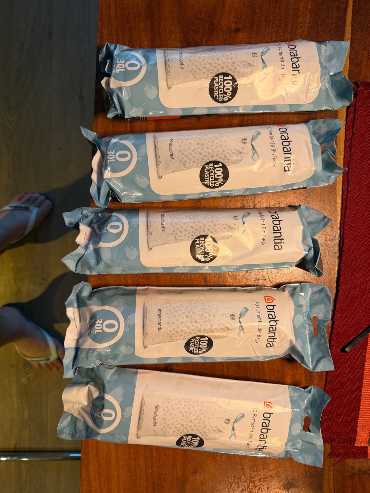 Brabantia Perfectfit Vuilniszakken 30L Vorm O - 5 Kits, Ophalen of Verzenden, Nieuw, Wit, Kunststof