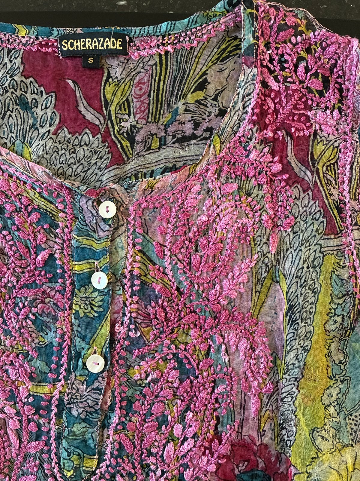 Nieuwe 100% zijden tuniek van Scherezade, Ibiza-stijl, Meerkleurig, Nieuw, Ophalen of Verzenden, Maat 36 (S)