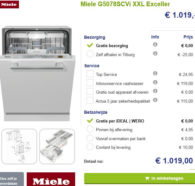 In nieuwstaat Miele volledig geïntegreerde vaatwasser, Ophalen, Minder dan 85 cm, Minder dan 10 liter, Energieklasse A of zuiniger