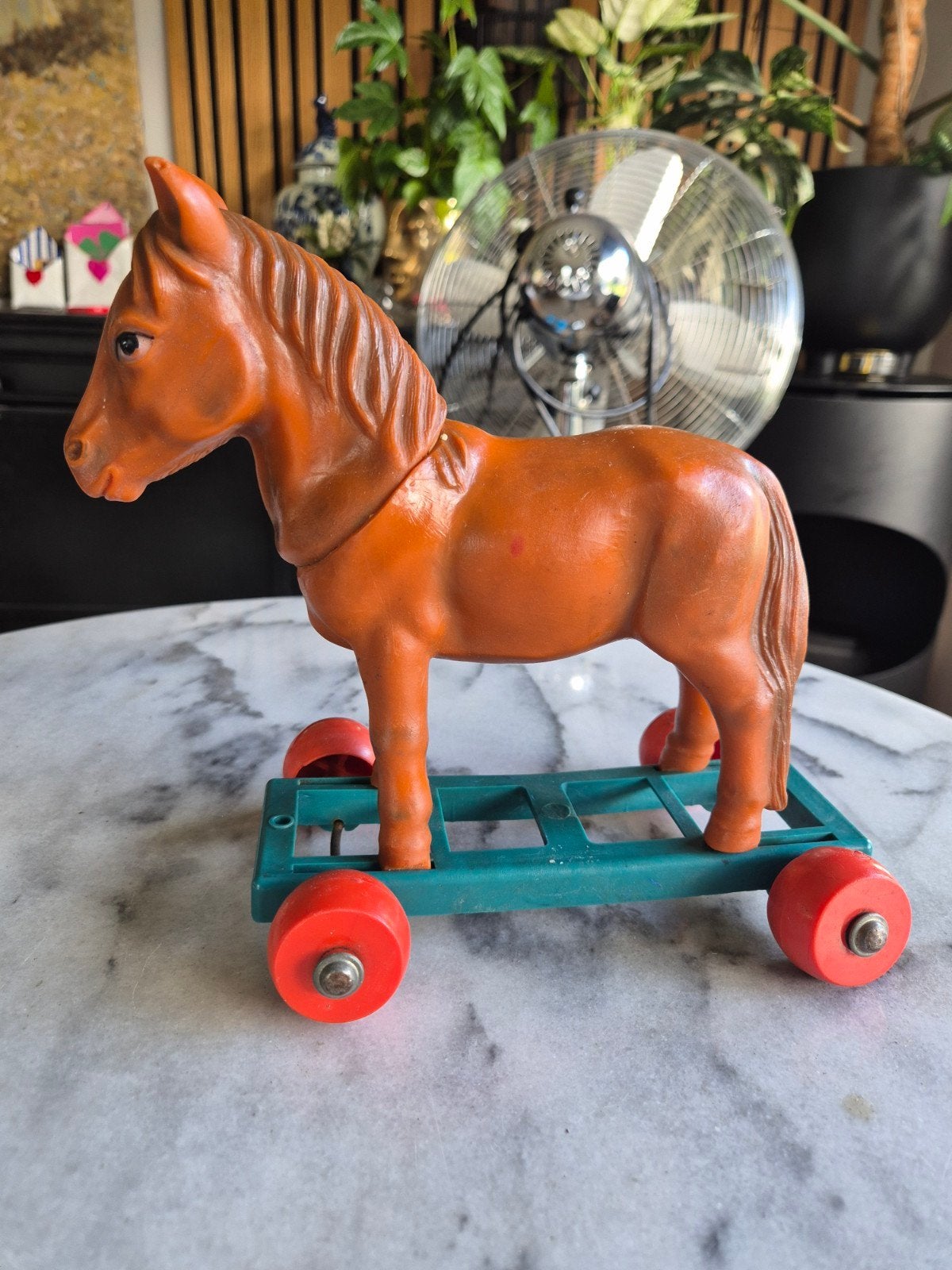 Vintage Trekpaard Speelgoed Paard Jaren '50, Ophalen of Verzenden, Gebruikt, Jongen of Meisje