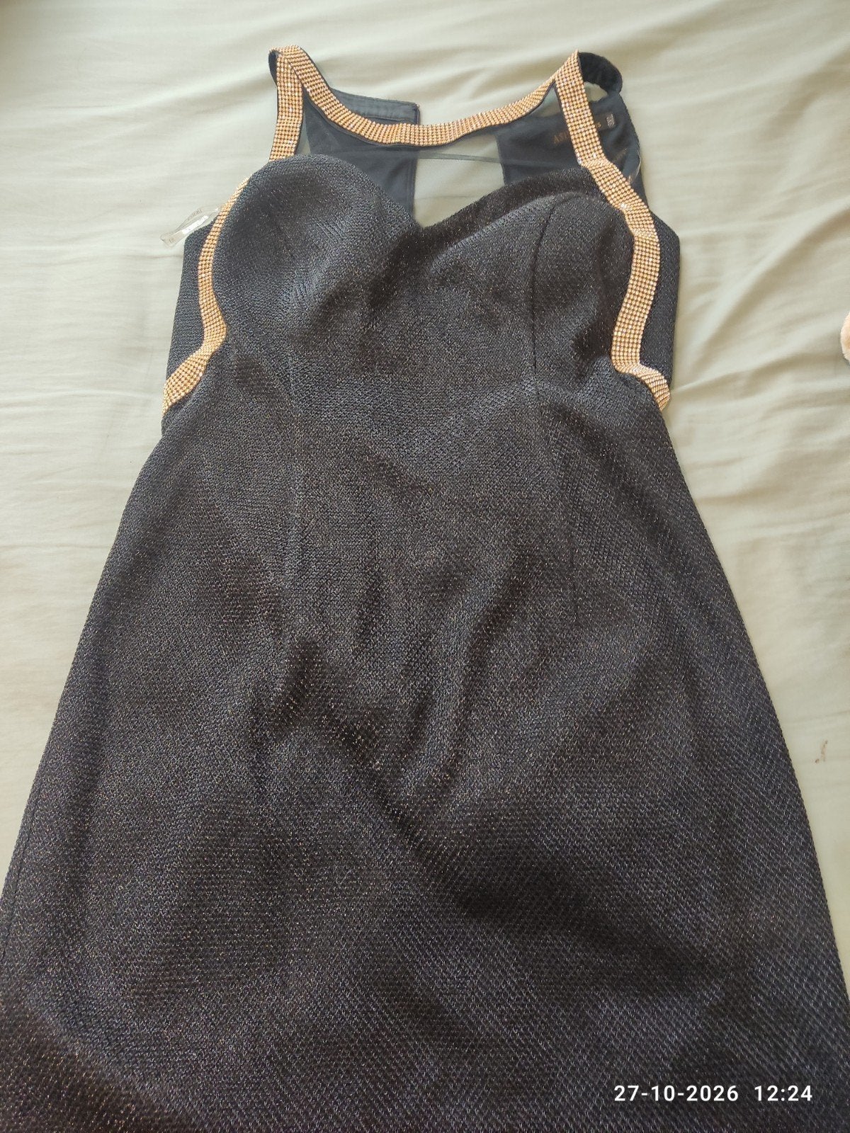 Zwarte galajurk met gouden details - Maat 3XL, Kleding | Dames, Ophalen, Zwart, Maat 46/48 (XL) of groter, ASHWI PARIS