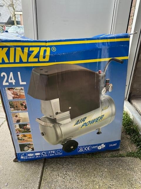 Kinzo 31L447  24liter compressor nieuw, Doe-het-zelf en Verbouw, Compressors, Ophalen, Celsiusstraat 37, Ede Gld 6716 BZ, Kinzo