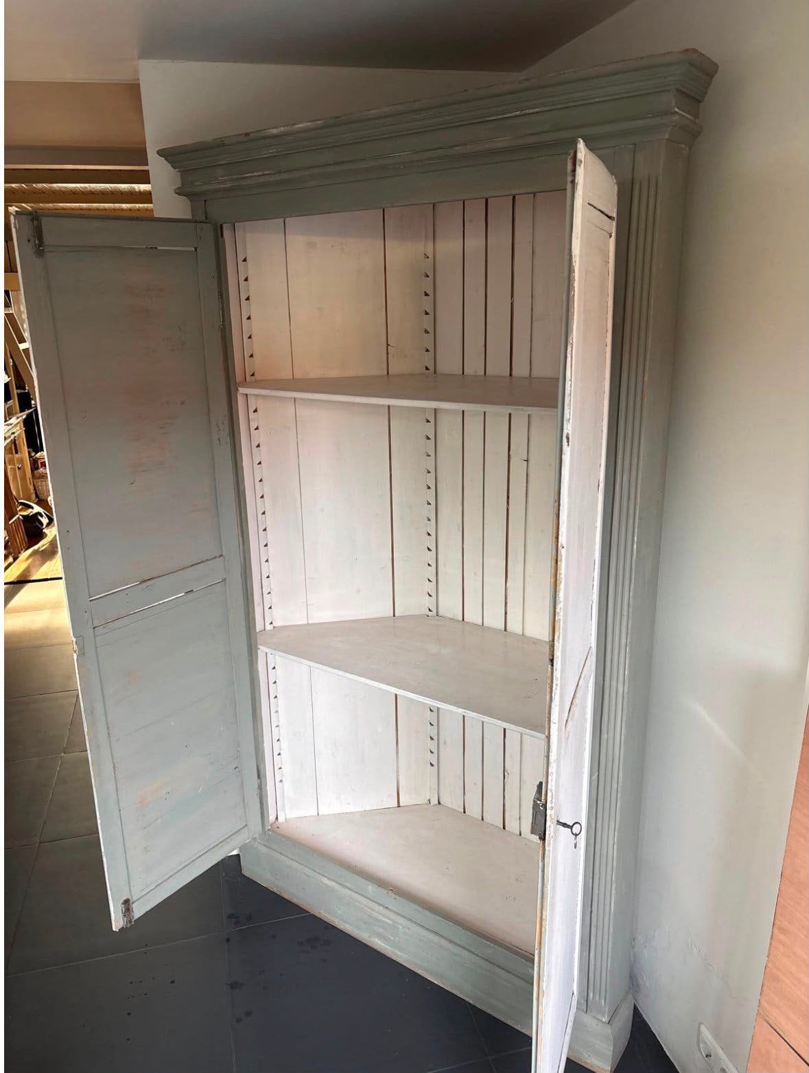 Ruime Hoekkast Vintage, Ophalen, Met plank(en), 200 cm of meer, 50 tot 100 cm