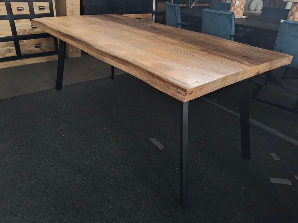 Boomstam eettafel mangohout 200x100 cm, Ophalen, Nieuw, Hout