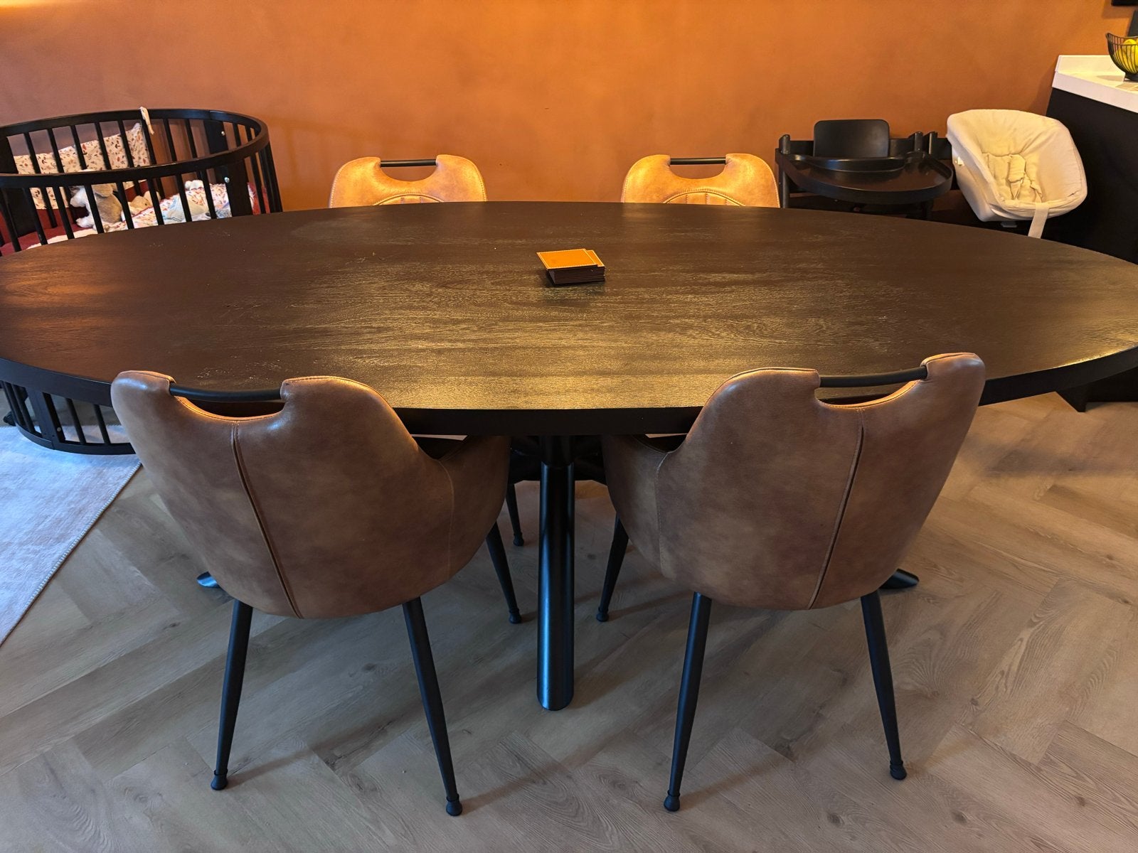 4 Pronto stoelen in cognac kleur - Gebruikt, lichte schade, Ophalen, Gebruikt, Bruin, Leer