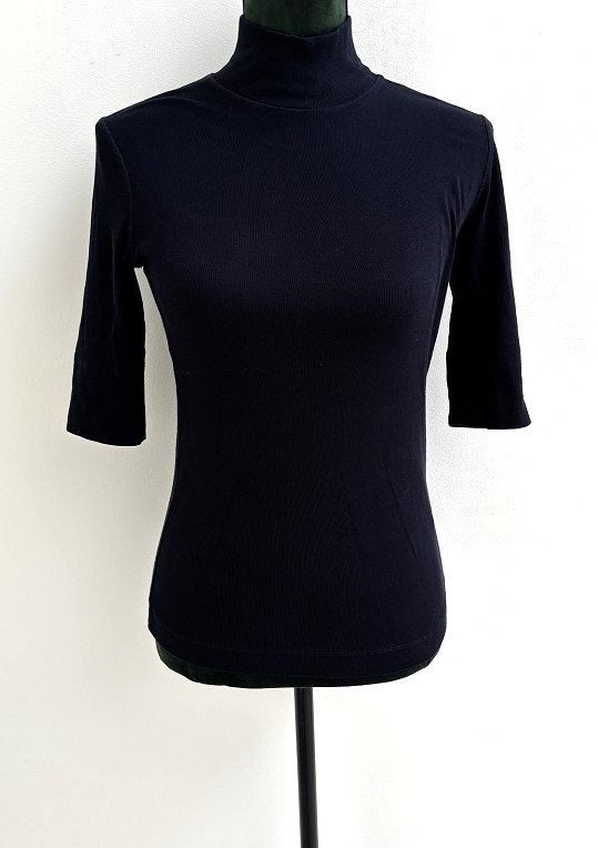 Z.G.A.N! Marccain coltrui coltop half-lange mouwen blauw 38, Maat 38/40 (M), Zo goed als nieuw, Marccain, Verzenden