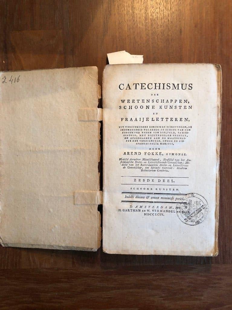 1794 Catechismus der Wetenschappen, Schoone Kunsten en, Antiek en Kunst, Ophalen of Verzenden, Arend Fokke Simonsz