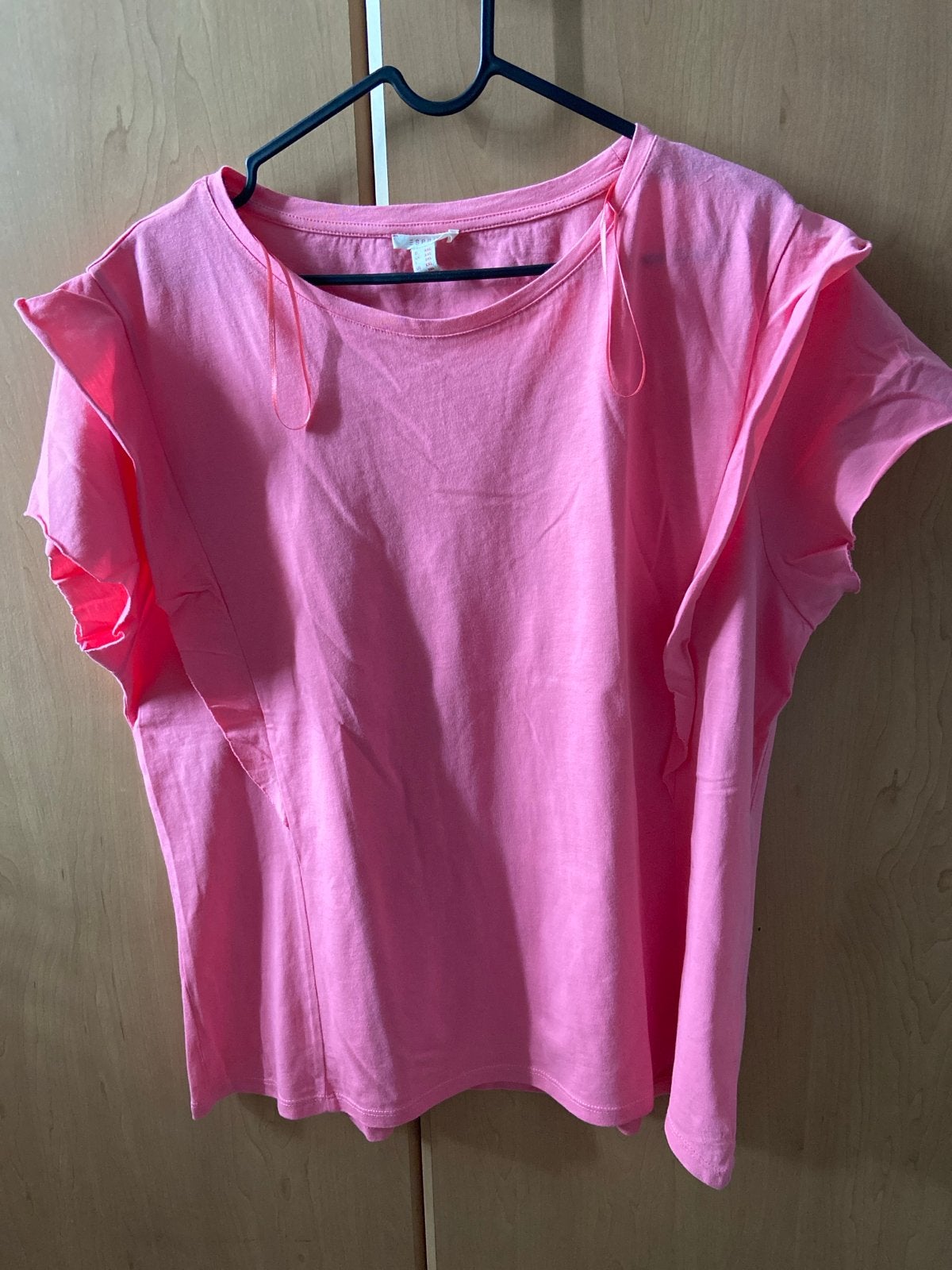 Esprit roze T-shirt met ruches, maat XXL, Maat 46/48 (XL) of groter, Ophalen of Verzenden, Zo goed als nieuw, Korte mouw