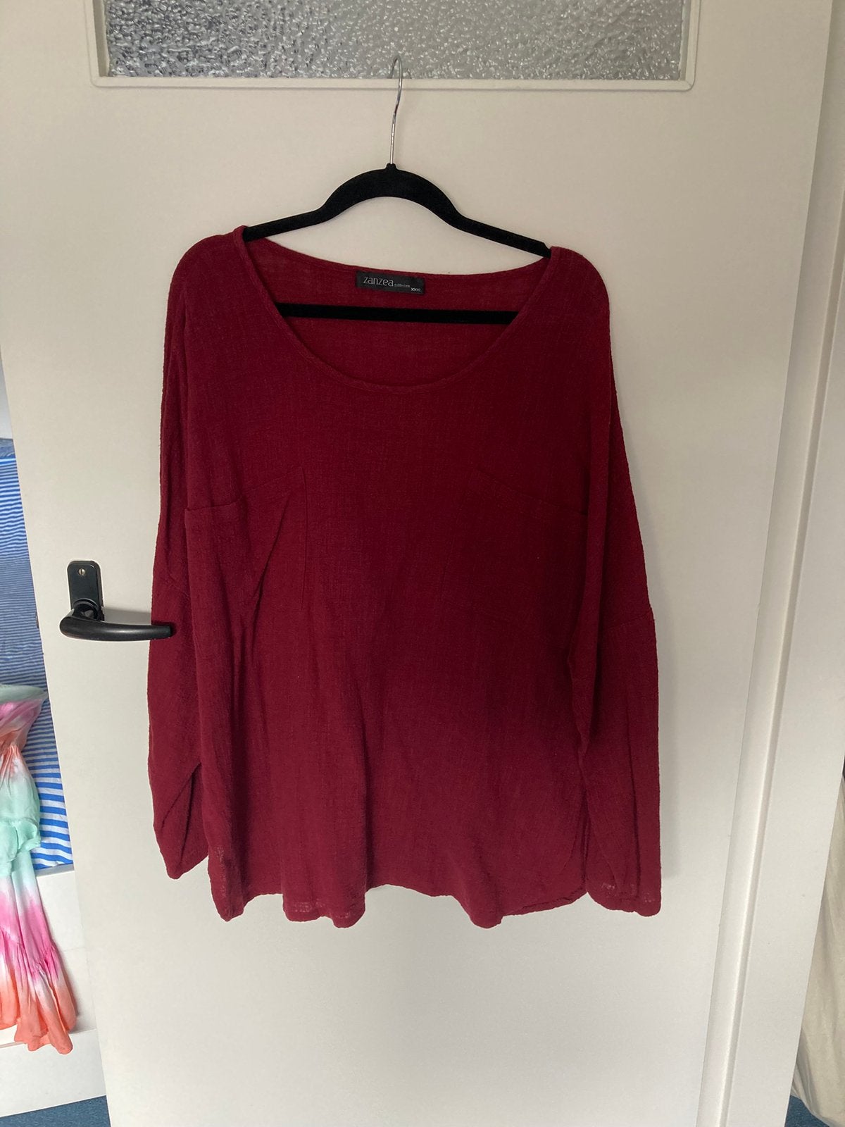 Leuke donkerrode tuniek katoen, Ophalen of Verzenden, Zo goed als nieuw, Maat 46/48 (XL) of groter, Rood