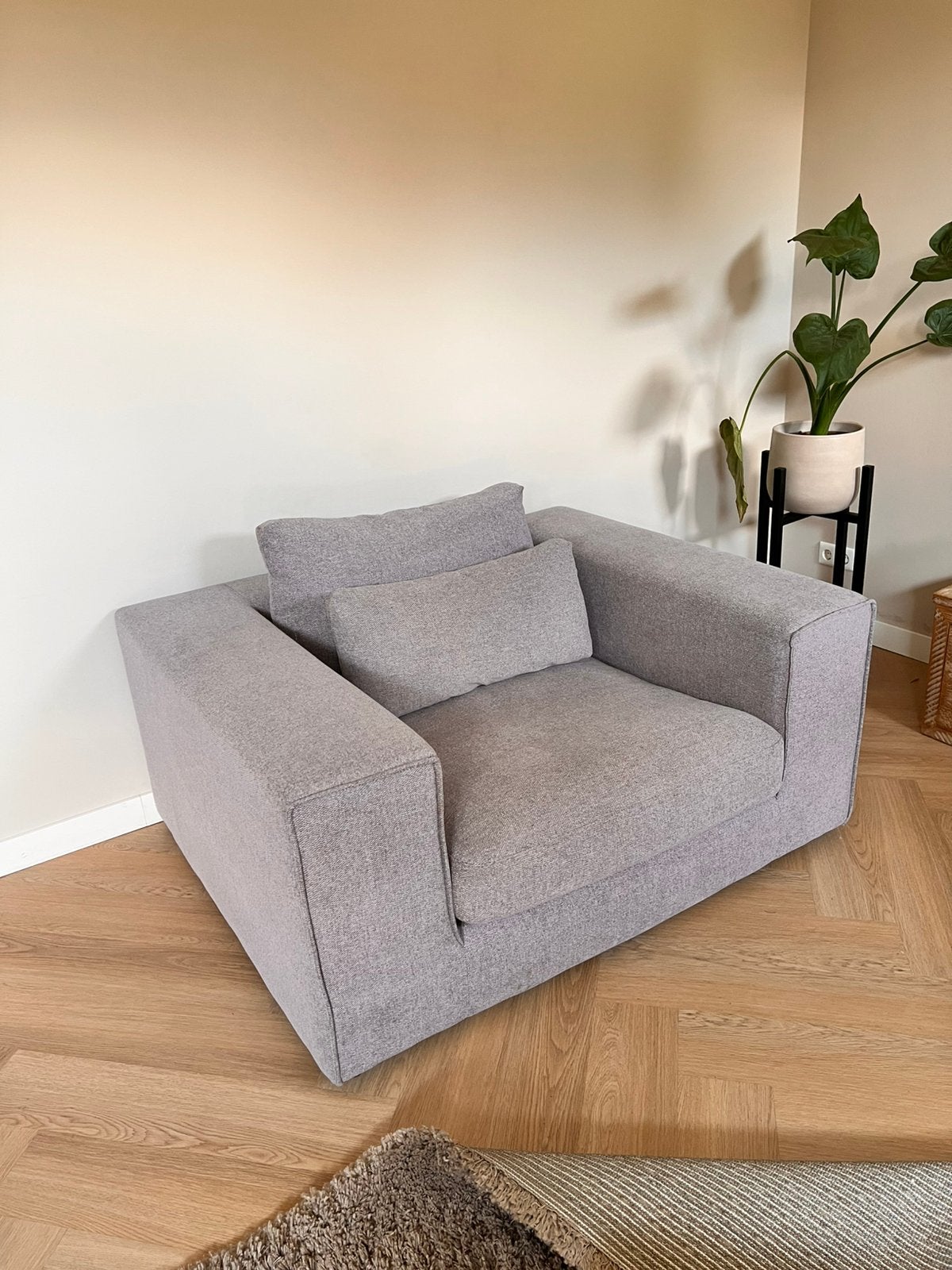 Loveseat grijs/beige, Huis en Inrichting, Ophalen, Tweepersoons, 75 tot 100 cm, Zo goed als nieuw