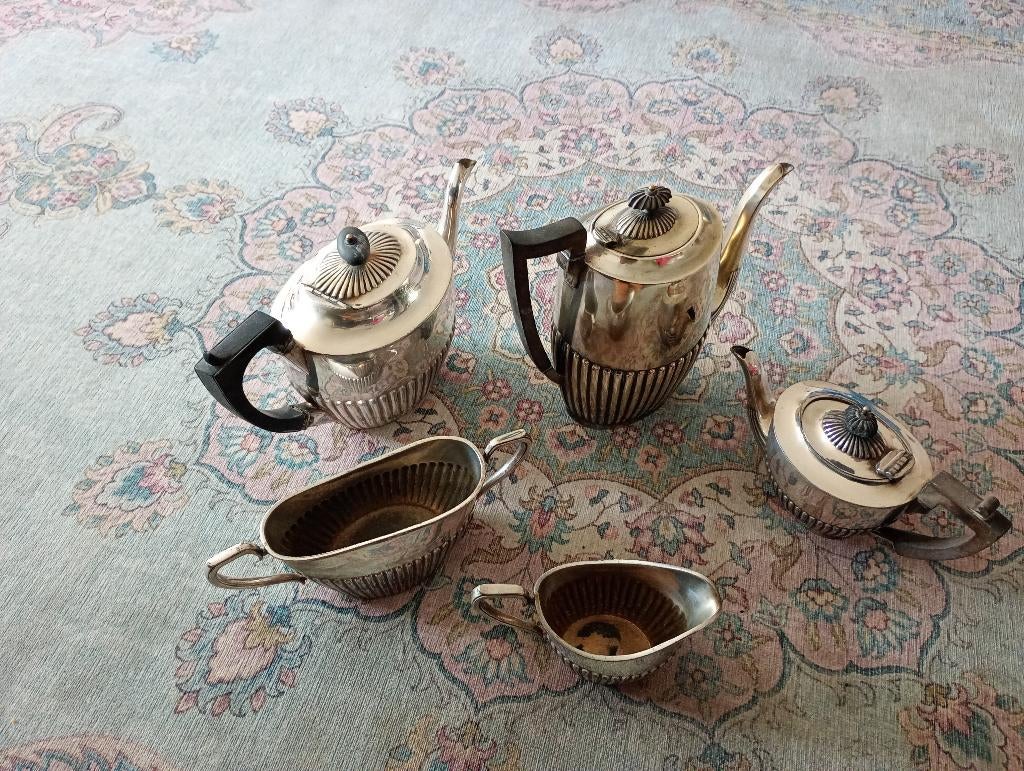 Set Verzilverde koffie en theepot, Antiek en Kunst, Ophalen, Zilver
