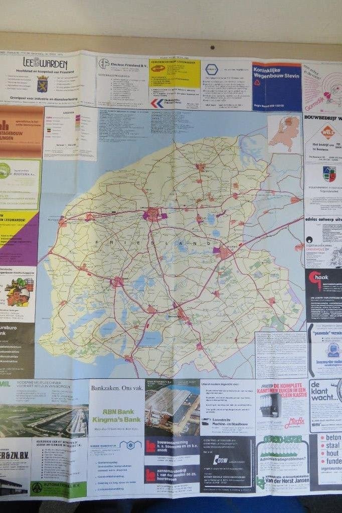 Vintage Regiokaart Friesland, uitgave Publinet, Gelezen, Ophalen of Verzenden, Landkaart, Publinet