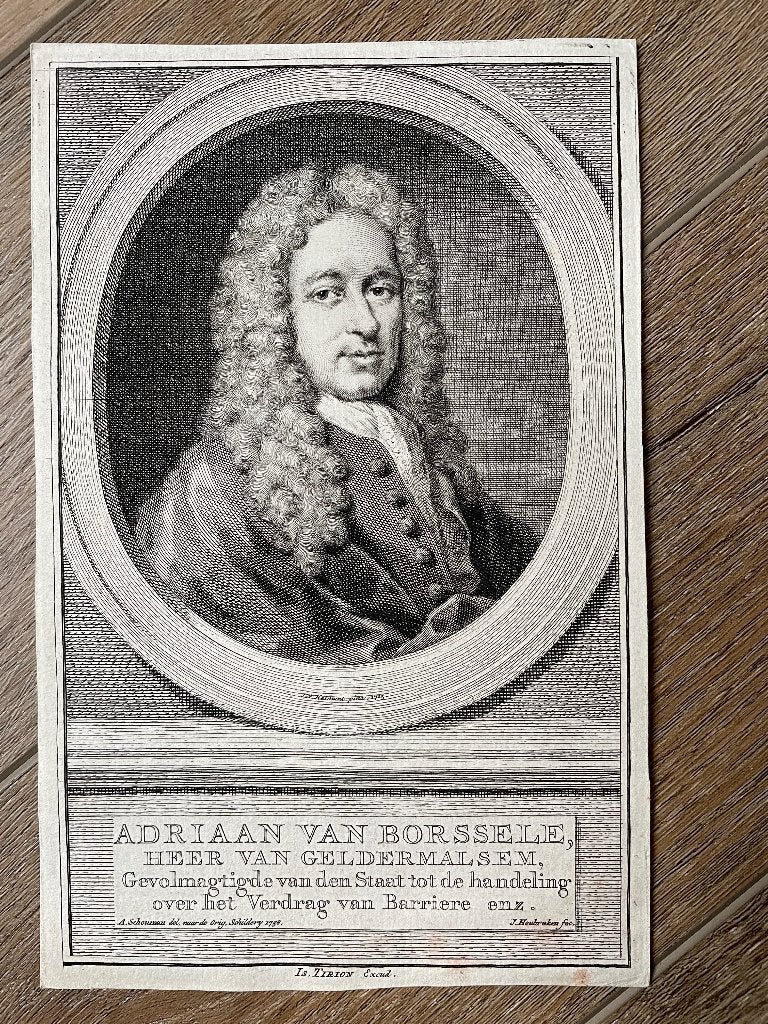 Adriaan van Borssele Heer van Geldermalsem / p0482, Ophalen of Verzenden, Ets, 1700 - 1799
