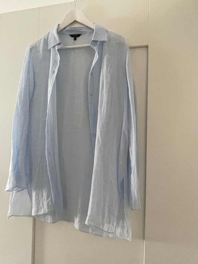 Massimo Dutti 100% linnen lichtblauwe blouse, maat S, nieuw!, Massimo Dutti, Nieuw, Maat 36 (S), Verzenden