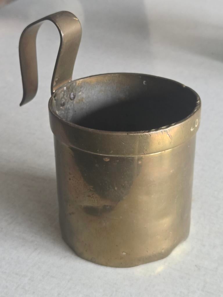 Oude koperen maatbeker met handvat, Ophalen of Verzenden, Koper