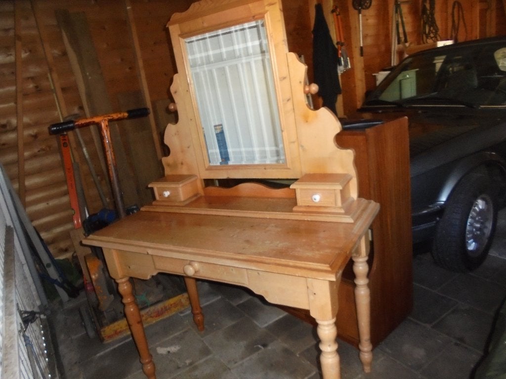 oud grenen kaptafel, Huis en Inrichting, Tafels | Kaptafels, Ophalen, 100 tot 150 cm, Vintage, Zo goed als nieuw