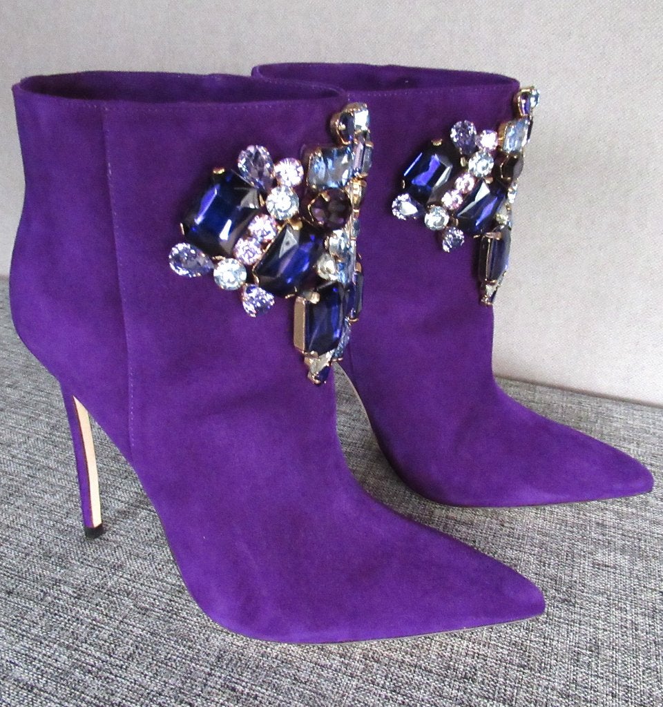 Nieuwe Dsquared2 paarse suède laarzen met kristallen, 37, Kleding | Dames, Schoenen, Overige kleuren, Verzenden, Lage of Enkellaarzen