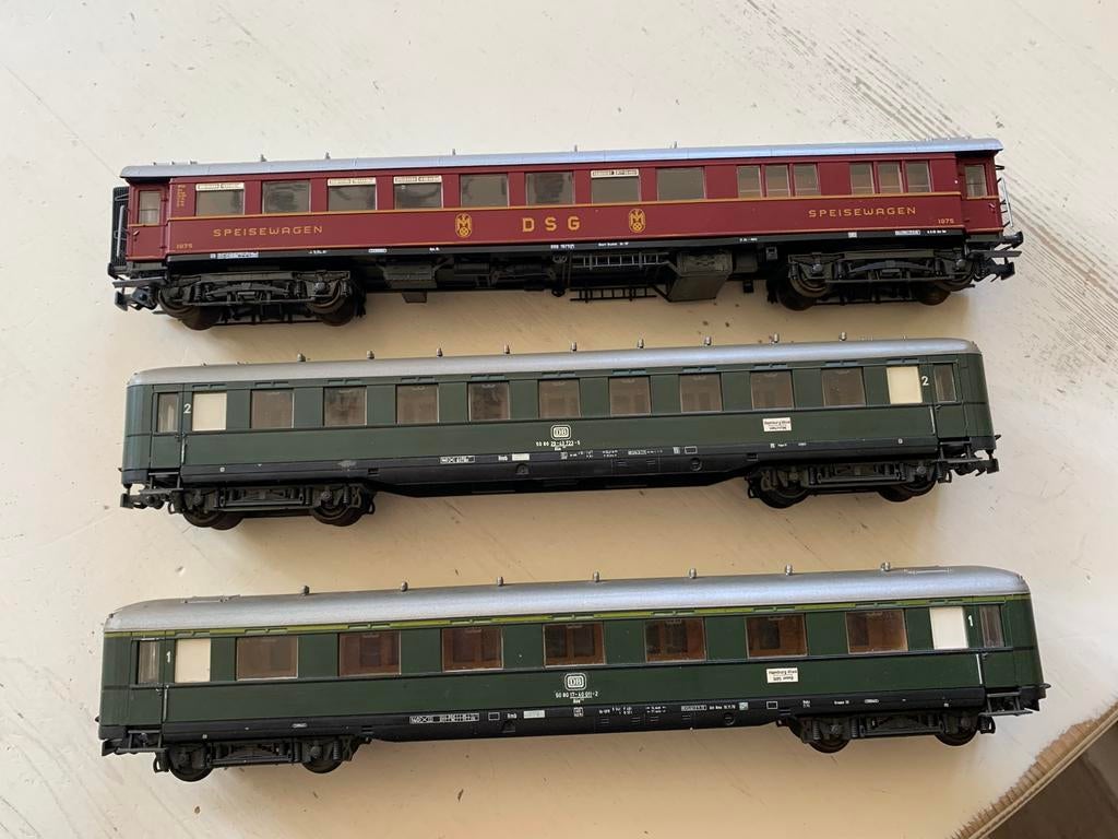 Lilliput H0 DB/DSG Personenwagons - 3-delige set, Hobby en Vrije tijd, Modeltreinen | H0, Gebruikt, Gelijkstroom of Wisselstroom