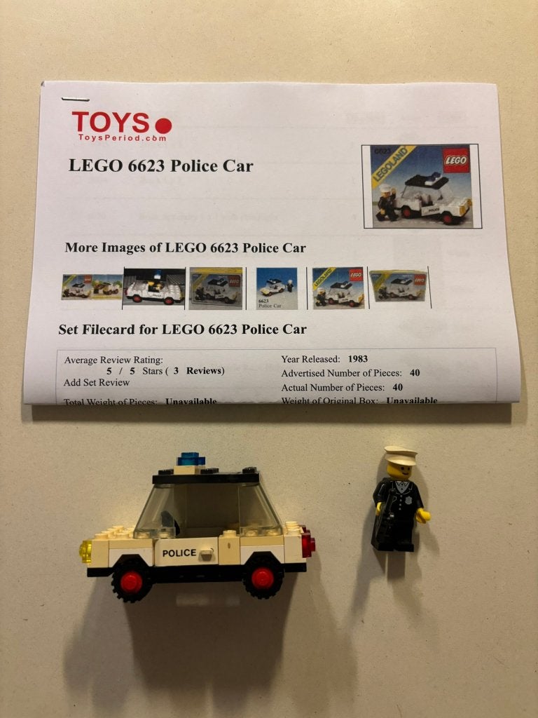 Prachtige vintage lego set 6623, de politieauto!, Lego, Ophalen of Verzenden, Compleet, Complete set