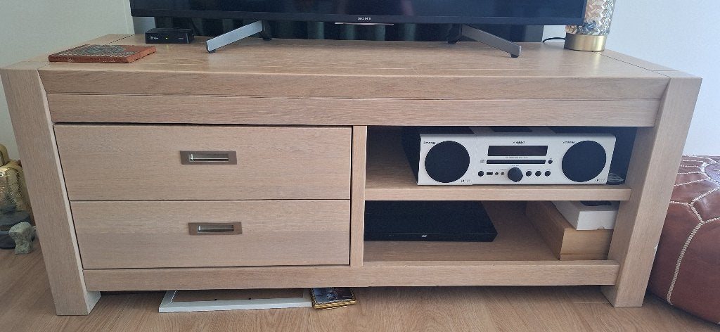 TV-kast, Ophalen, Eikenhout, 50 tot 100 cm, Zo goed als nieuw