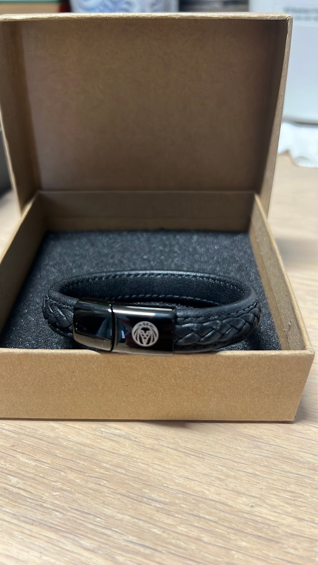 Nieuwe Lucleon leren herenarmband – zwart – ongedragen, D, Nieuw, Ophalen of Verzenden, D