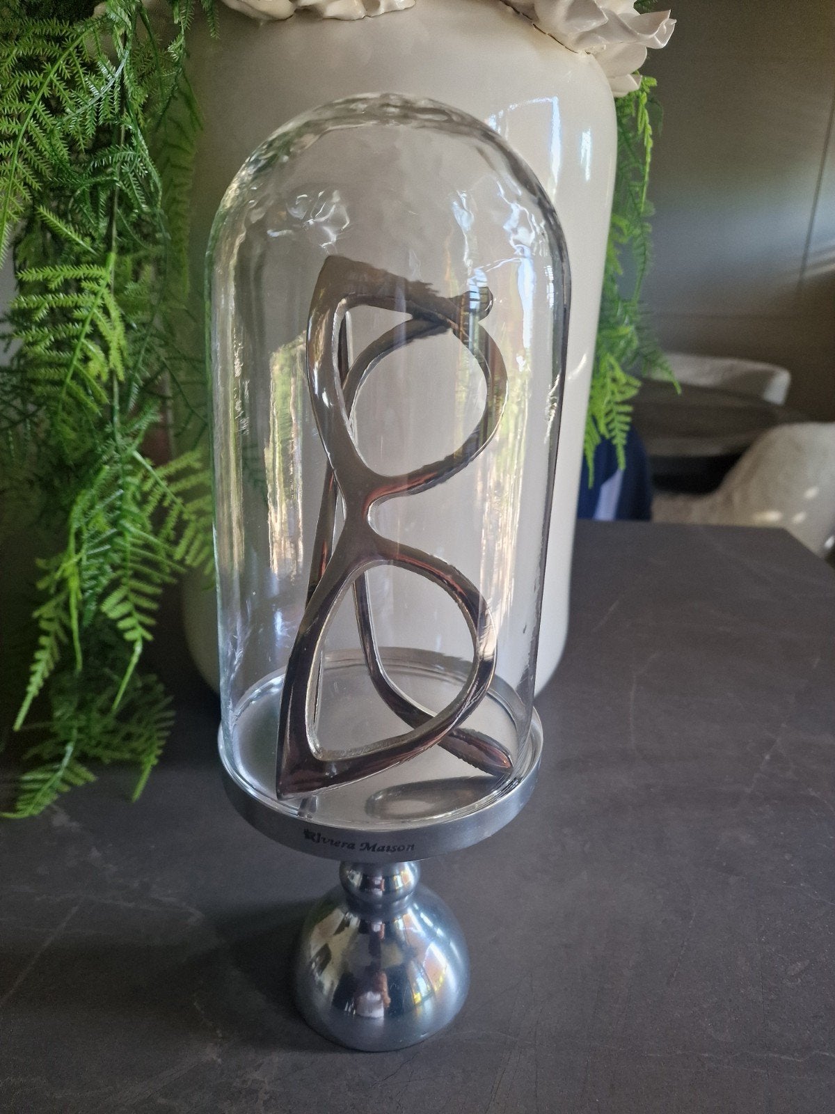 riviera maison plateau, bril onder stolp, Glas, Ophalen of Verzenden, Zo goed als nieuw, Met deksel